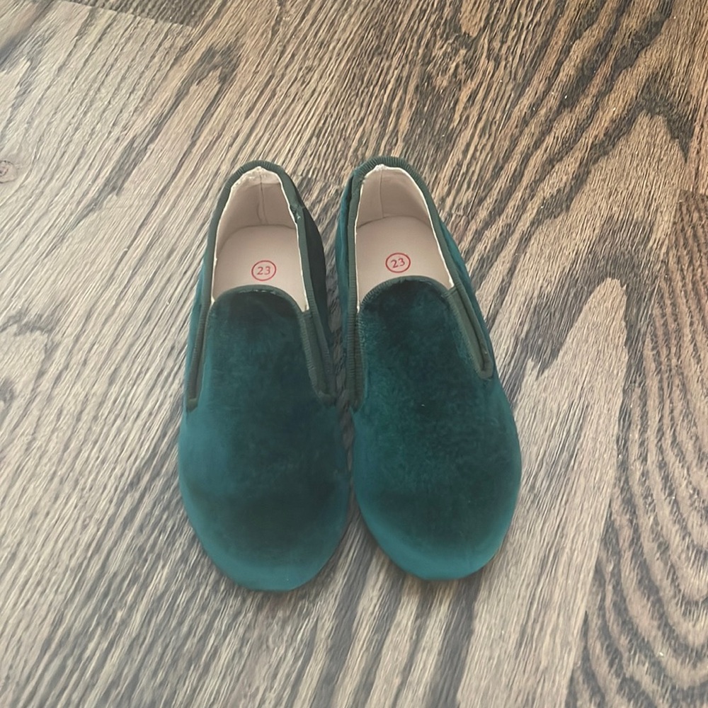 Velvet green smoking flats. Toddler boys